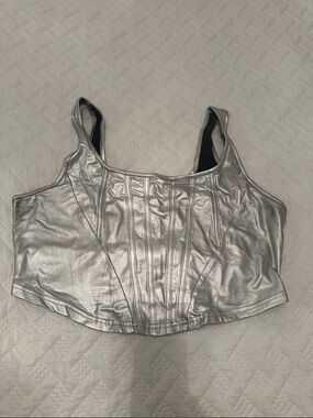 Amazon Silver Metallic Crop Top